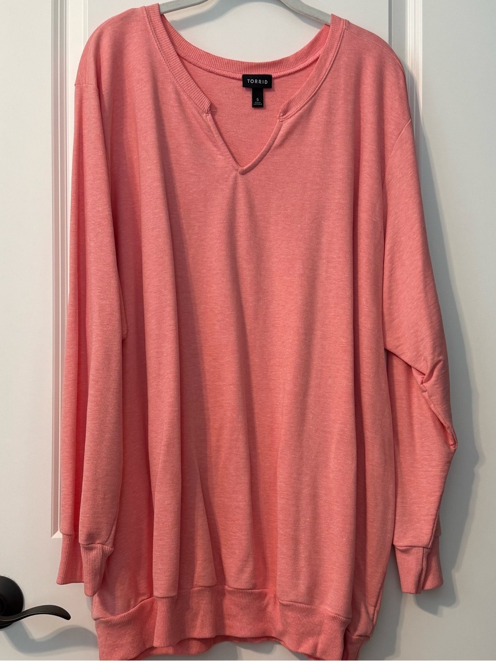 torrid Coral Pink Oversized V-Neck Sweater Sz 5